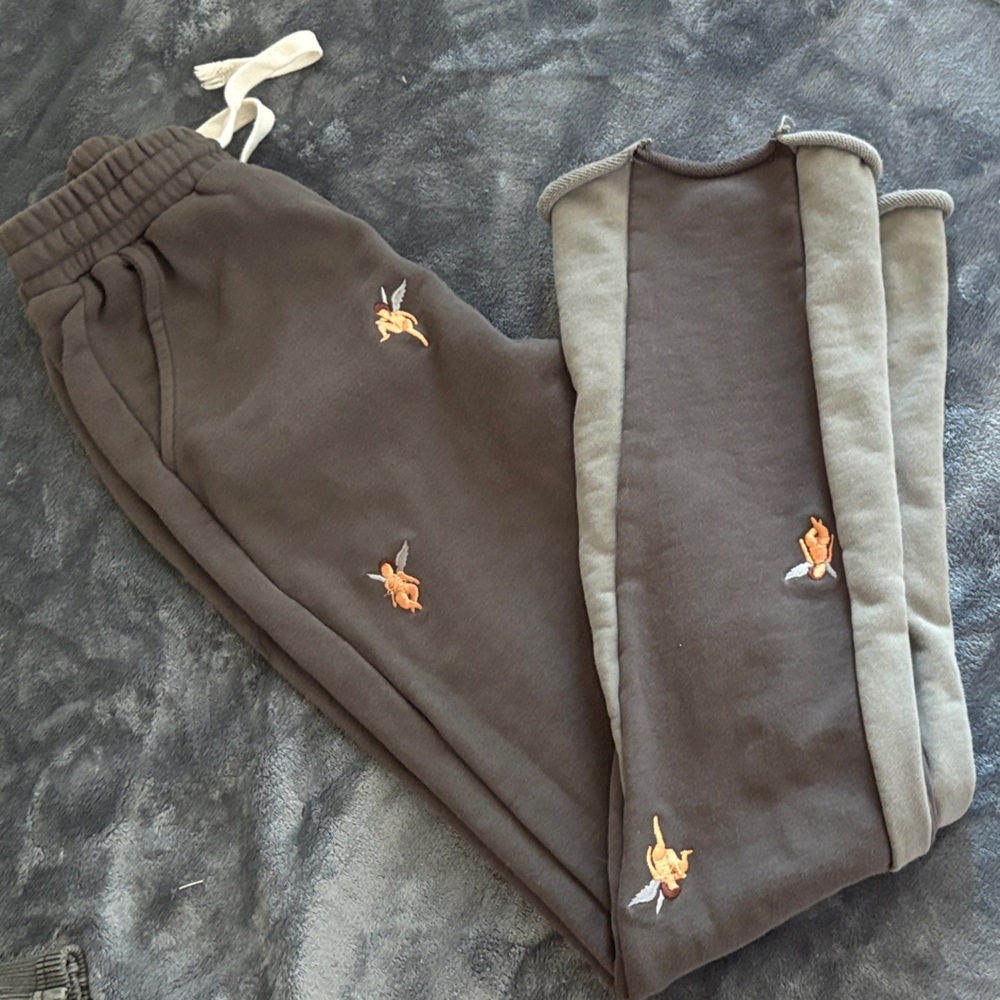 Brown Embroidered Boot Cut Sweatpants - Women's Boot Cut & Flare